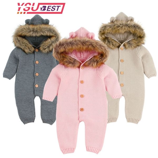 

newborn infant baby boy girl knitted winter romper jumpsuit outfits clothes baby casual romper fashion cartoon bear jumpsuit y200320, Blue
