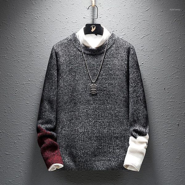 

sweater men autumn winter soft thick japanese korean trend loose personality men's sweater patchwork o neck collar casual jacket1, White;black