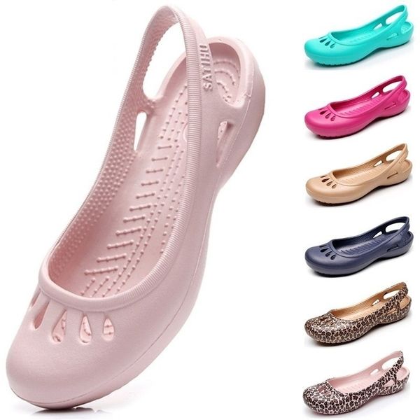 

women clogs jelly sandals non-slip summer hole shoes female beach sandals flat plastic girls waterproof eva garden shoes y200520, Black