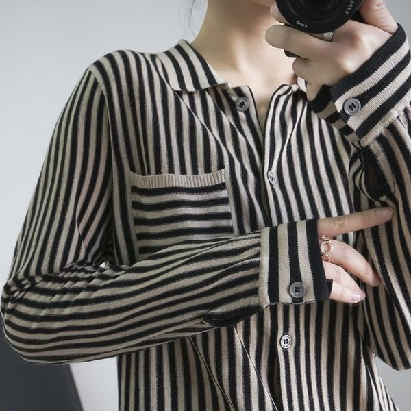 

bwsyu spring 2020 cardigan women's jacket knitted single breasted suit loose sweater collar shirtsweater shirtwomen's korean style, White;black