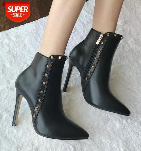 

fashion new women's shoes europe and america rivets thin high heel boots black wild pointed women's boots #so8l