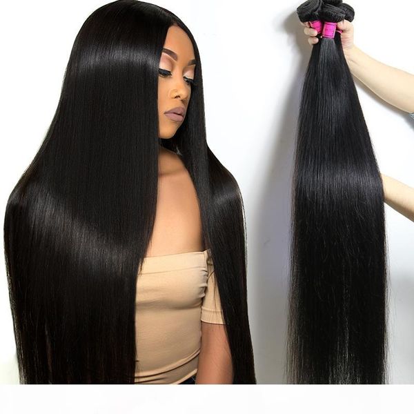 

бразильские волосы девственницы 30 32 34 36 40 дюймов straight связки необработанные объемная волна человеческие ткет волос вода глубокая во, Black