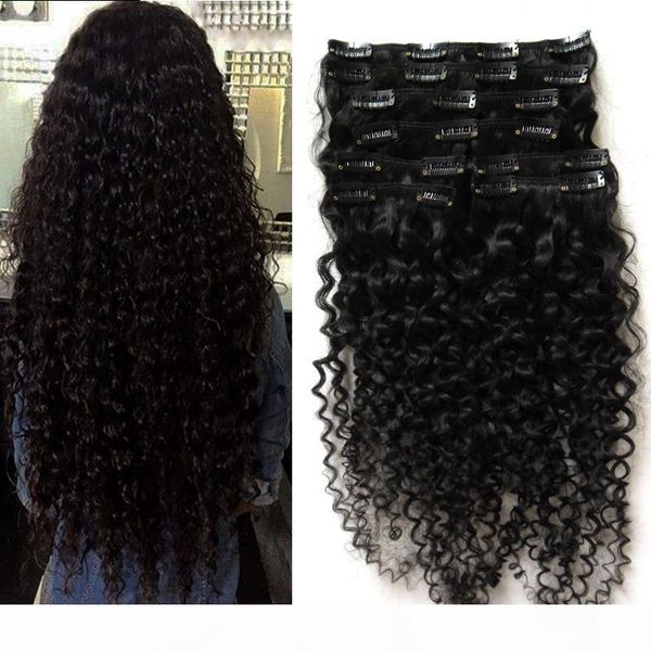 

yuntian kinky curly clip in hair extensions for black hair 8pcs afro kinky clip ins 100g clip in extensions for african american hair, Black;brown