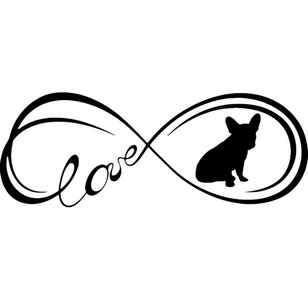 

17.6x6.6cm french bulldog dog love vinyl decal window bumper car sticker black/silver c24-1177