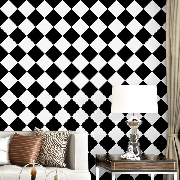 

wallpapers nordic minimalist black and white diamond pvc waterproof wallpaper living room bedroom abstract checkerboard