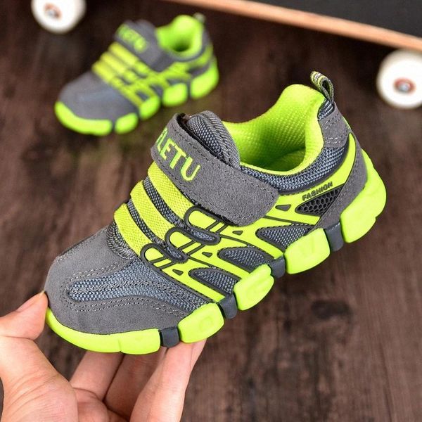 

children genuine leather sports shoes boys girls breathable mesh sneakers fashion kid spring shoes size 26 to size 37 #tq8o
