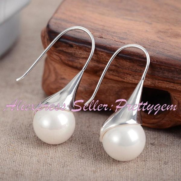 

dangle & chandelier 12mm round agates shell turquoises stone beads fashion jewelry modern drop hanging earrings for woman christmas gift 1 p, Silver