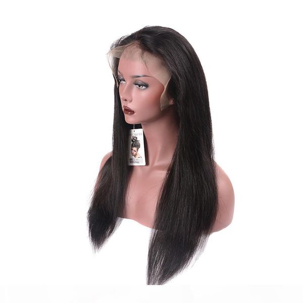 

brazilian straight lace front human hair wigs for women preplucked hairline 150% density remy 13*4 lace front wig black, Black;brown