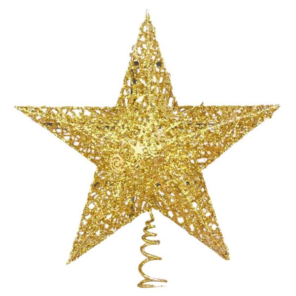 

25cm wrought iron christmas tree ers hanging gold star tree pendants party new year scene layout decoration ornaments