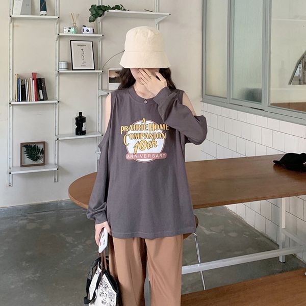 

cl6nx fashion sleeve t-shirt and 2020 spring women's large new long koreanshoulder loose student autumn women's wear coat t-shirt, White