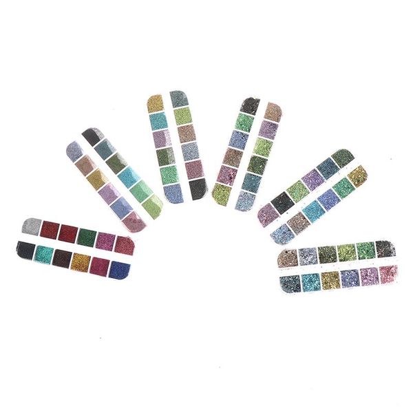 

12 grids/set 3d sequins paillette powder charm nail art decoration manicure tools mixed size nail glitter flakes, Silver;gold