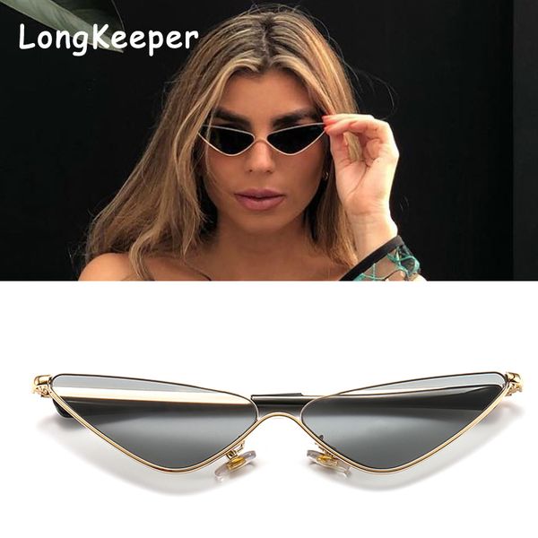

brand designer half frame triangle cat eye sunglasses 2020 women brand 90s vintage small cateye sun glasses tiny shades oculos, White;black