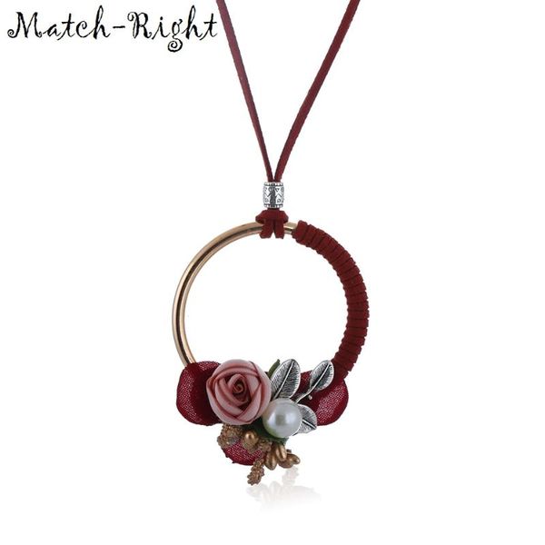 

match-right women maxi necklaces & pendants statement long costume necklace with fabric pendant for women jewelry sp132, Silver