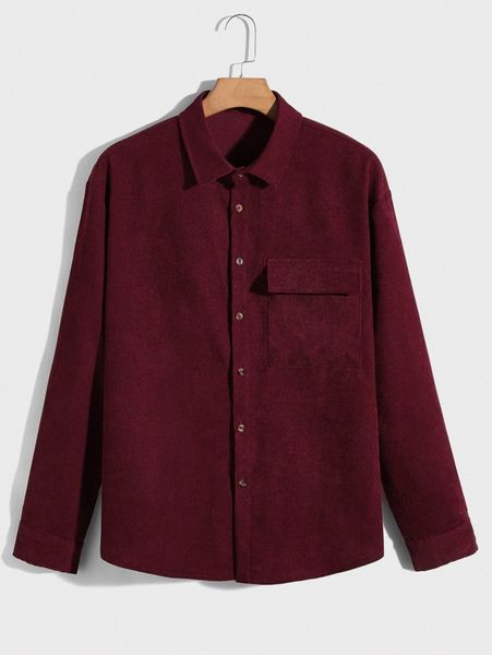 

men flap pocket corduroy shirt k4cg#, White;black