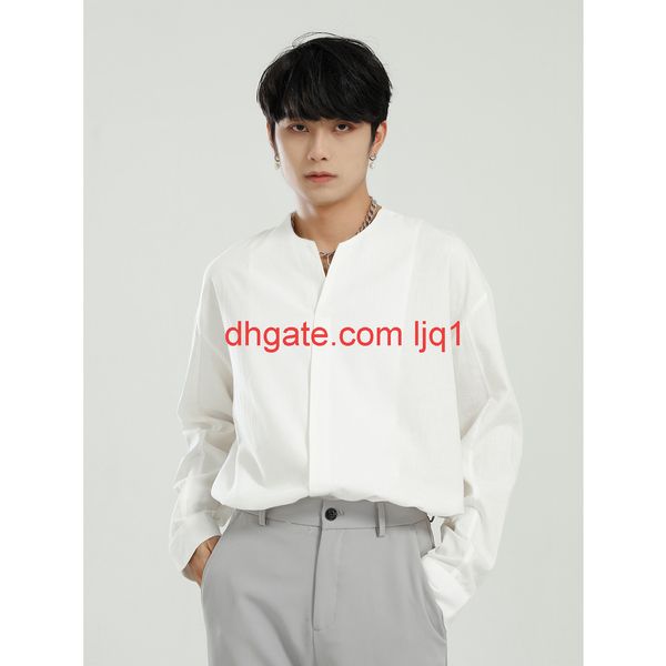 

mtl men's clothing - 2021 spring new product, korean version versatile design sense, pure color long sleeve shirt men's clothing, White;black