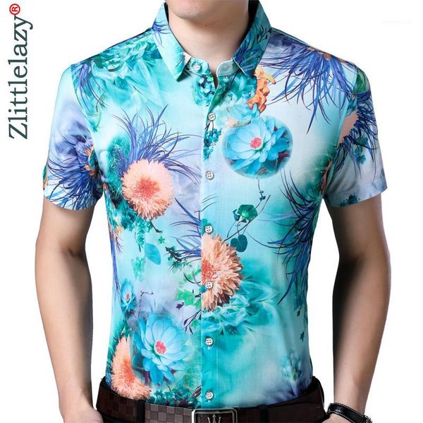

men's casual shirts 2021 short sleeve social men flower hawaii shirt dress slim fit summer male mens fashions streetwear clothing 18101, White;black