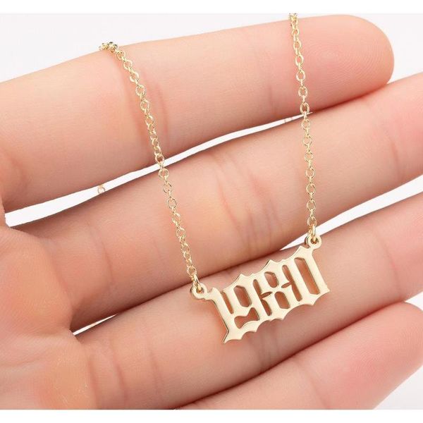 

handmade personalized year number necklaces custom birth year initial necklace pendants for women girls jewelry spec sqcdxc beauty888, Silver