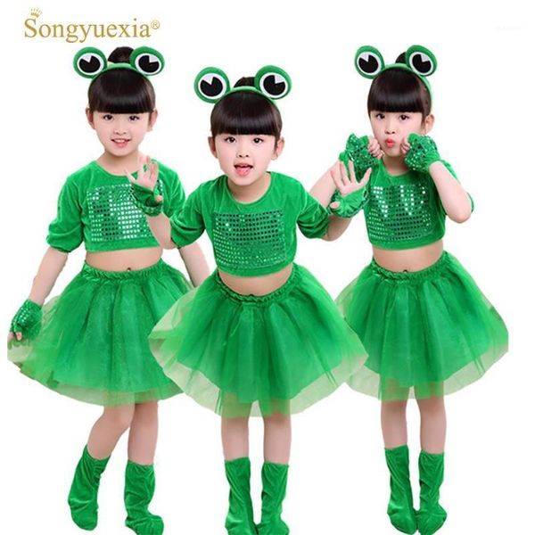 

children's small frog performance costume 2020 long-sleeved animal clothing sequined tutu skirt for boys and girls tutu skirt1, Black;red