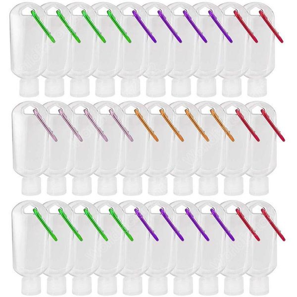 

plastic clear keychain hand sanitizer bottles, refillable empty bottles portable squeeze containers with flip cap 30ml/50ml/60ml dhc2051