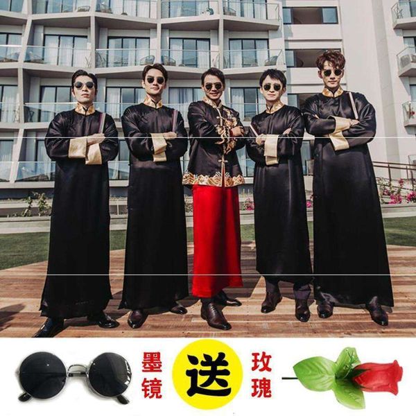 

man xiaobao same bt general manager brother group drs mandarin chine wedding gown, Black;gray