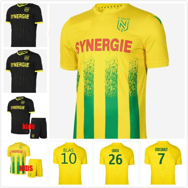 

20 21 fc nantes soccer jersey home maillot de foot 2020 2021 simon louza a toure blas coco coulibaly football shirts men kids kit thailand, Black;yellow