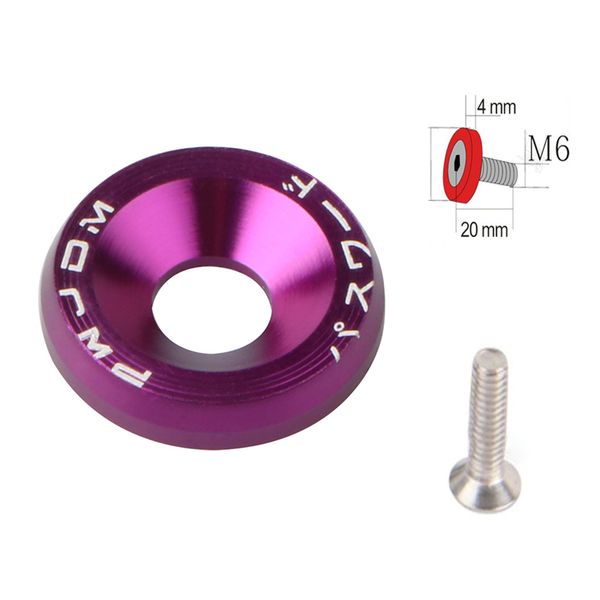 10 pcs roxo de alumínio JDM Fender arruelas e M6 parafuso carro modificado hex finger fender lava-choque motor de pára-choques parafusos