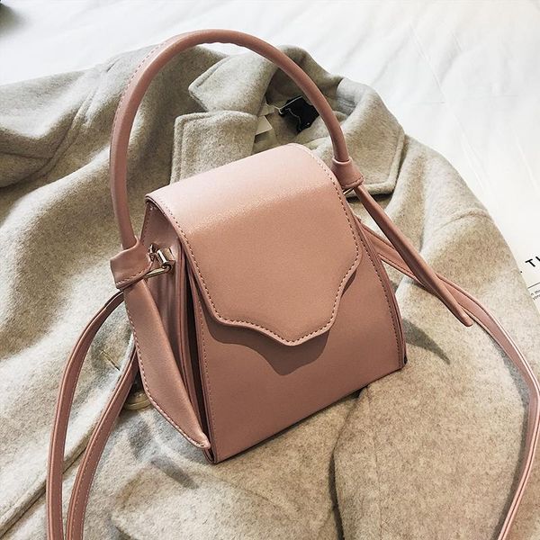 

small luxury designer handle bucket bags elegant women pu leather messenger shoulder bag pink black lady flap cross body bag