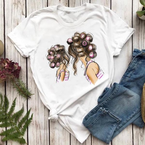 

women t-shirts love girl short sleeve sweet mom mother mama cartoon lady tshirt female ladies print graphic tee t-shirt, White