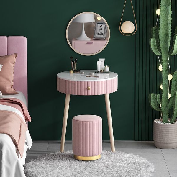 

nordic round dressing table drawer bedroom makeup dresser table stool cosmetic table bedroom furniture foot stool bedroom set