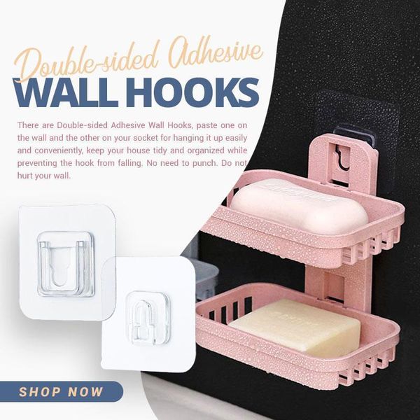 

hooks & rails double-sided adhesive wall hanger strong transparent suction cup sucker storage holder for kitchen bathroo