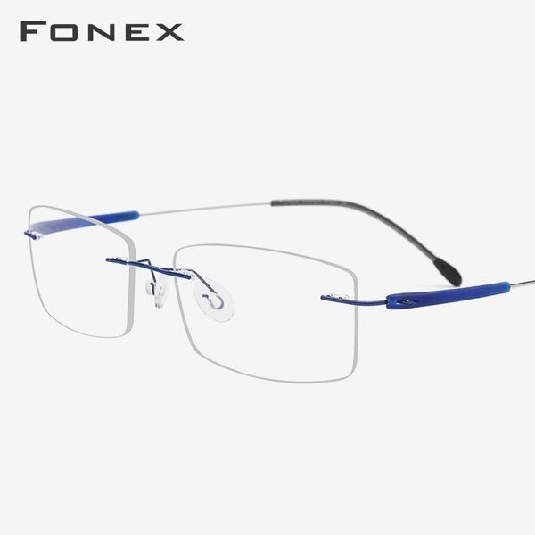 

rimless eyeglasses frame men titanium alloy tr90 prescription myopia optical glasses frames women korean screwless eyewear 7020 t200428, Silver