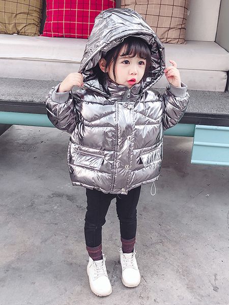 

girl's 2020 new children's thickened short cotton padded jacket women's winter wear foreign style baby, Blue;gray