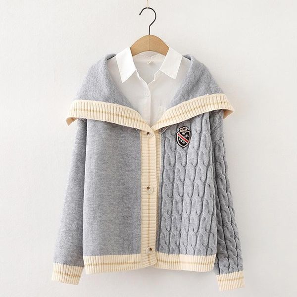 

women designers clothes 2020 luxury autumn and winter sweater luxury clothing sweater large lapel single breasted twist cardigan sweater, White;black
