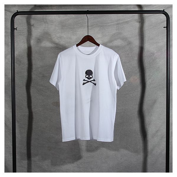 

2021 new japanese street brand mmj handsome embroidered skull head men women large cotton o-neck short sleeve t-shirt nd2t, White;black