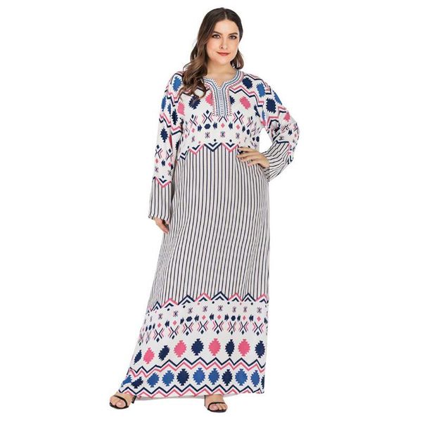 

ethnic clothing 2021 autumn women printed muslim dress plus size abaya fashion robe turkish dubai arab kaftan moroccan gown vkdr1733, Red