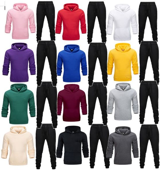 

men fleece sportswear hooded tracksuit casual two piece sets letter print outfits fall winter clothing long sleeve hoodieslong pant 4020, White