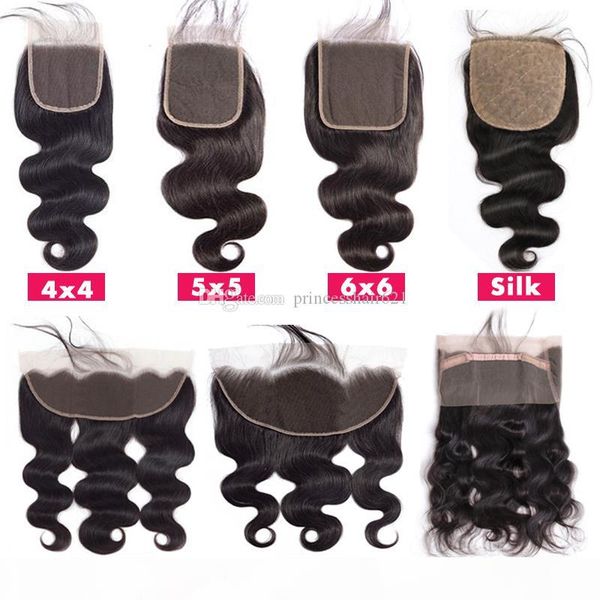 

top lace closure 4x4 5x5 6x6 13x4 13x6 360 фронтальная швейцарский шнурок волос кусок гламурные бразильский body wave human hair закрытие, Black;brown