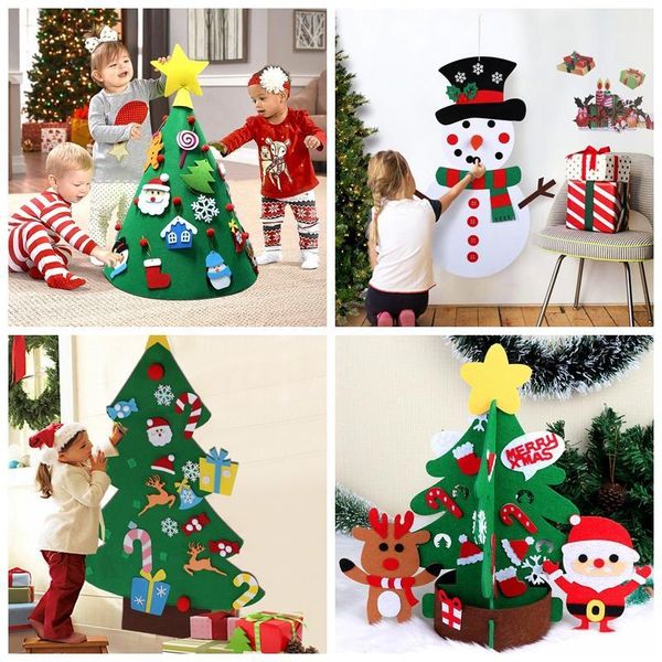

christmas decorations ourwarm kids diy felt tree snowman with ornaments handmade fake year toys for 2021 crafts1