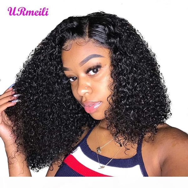 

glueless short bob wig brazilian virgin curly human hair wig 13x4 lace front human hair wigs pre plucked with baby hair whosale, Black;brown