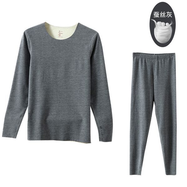 

winter sets of silk pyjamas thermal underwear c41b, Black;brown