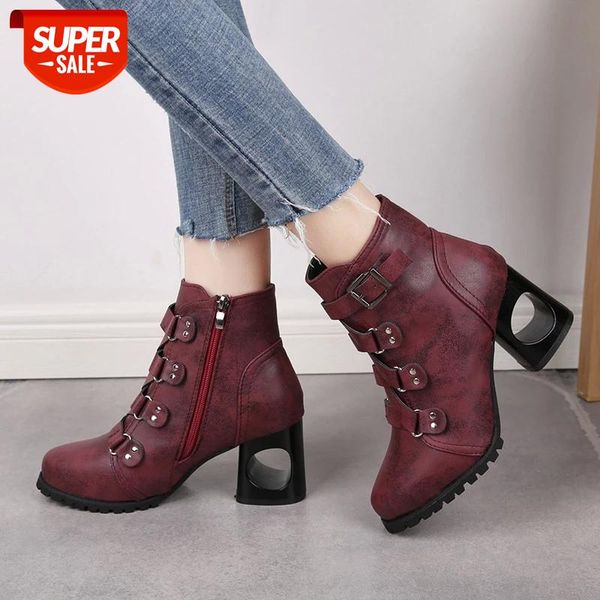 

cootelilil women ankle boots soft leather shoes women boots .5cm high heels buckle causal zip ladies footwear women's #xf7u, Black