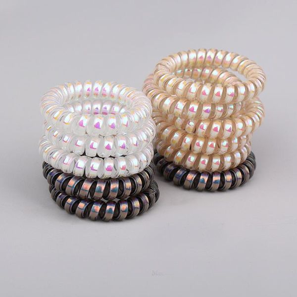 

сияющий ab красочные женские scrunchies телефонный провод линии волос резиновые ленты упругие hairbands веревка для девочек sqcpey hat7890, Silver