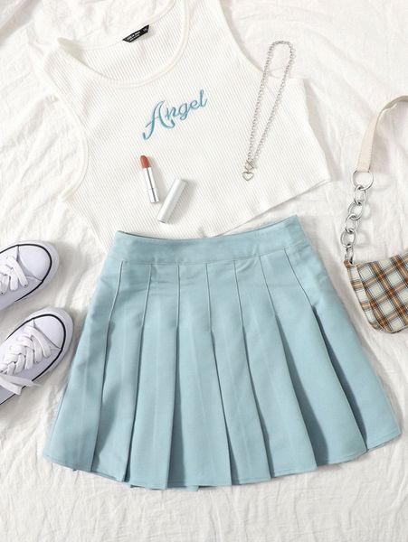 

pleated mini skirt z63h#, Black