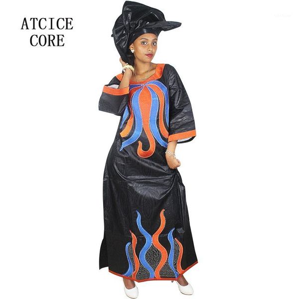 

african dresses for women dashiki dress bazin riche embroidery design dress long with scarf1, Red