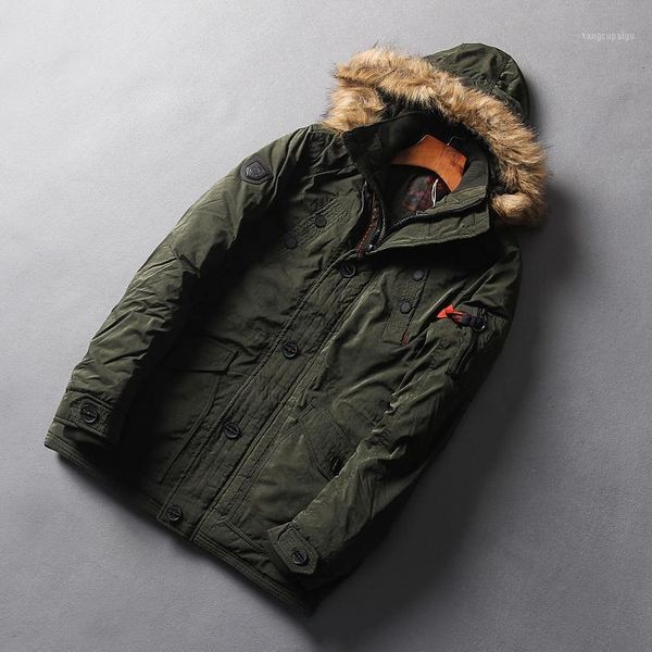 

men 2018 winter with thick cotton-padded clothes tooling style army green1, Black