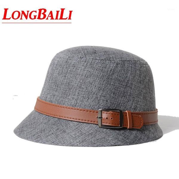 

summer lady linen straw bucket hat sun beach caps for women leather band csds0091, Blue;gray