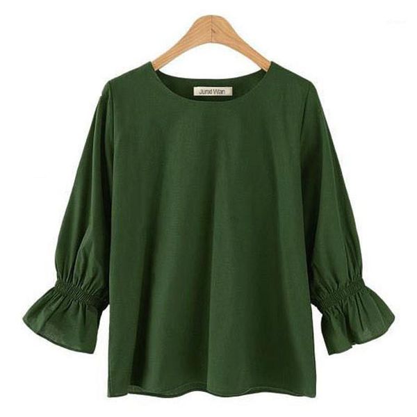 

plus size 5xl o neck women blouse shirt puff sleeve spring casual elegant solid shirts female office blouses roupa feminina1, White