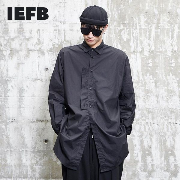 

men's casual shirts iefb /men's and women's wear causal black shirt 2021 autumn long sleeve veintage loose oversize 9y1567, White;black
