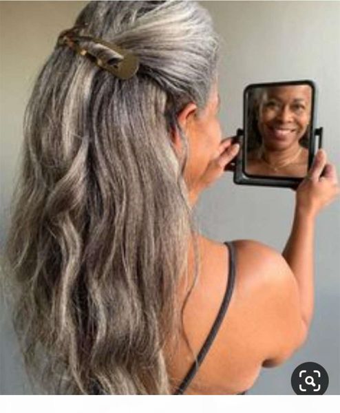 

grey wavy ponytail puff wave pony tail clip in long gray wavy human virgin drawstring ponytail font wave hairstyle, Black