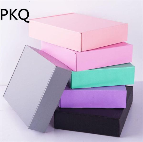 

gift wrap 20pcs 15*15*5cm colorful pink green black kraft paper cardboard box carton corrugated express packing1